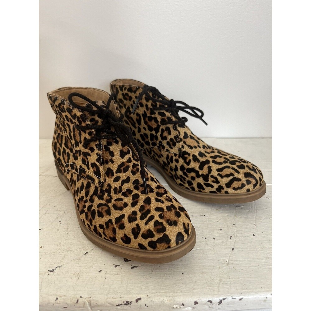 Hush Puppies Moyen Leather & Calf Hair Leopard Lace Up Ankle Bootie Boot 5.5